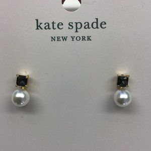 Kate Spade New Black Rhinestone and Pearl Earrings